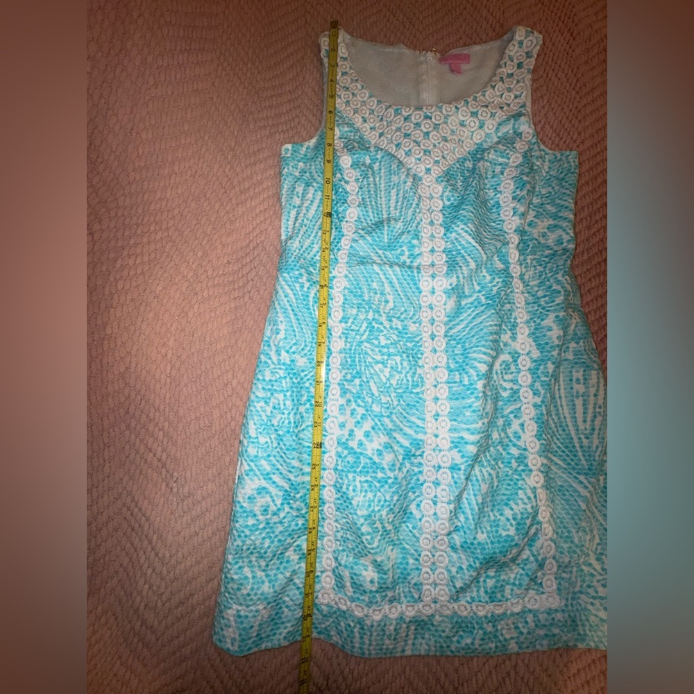 Lilly Pulitzer MacFarlane Shift Dress Shorely Blue Sea Cups Lace Trim Sz. 10 EUC - Picture 8 of 11